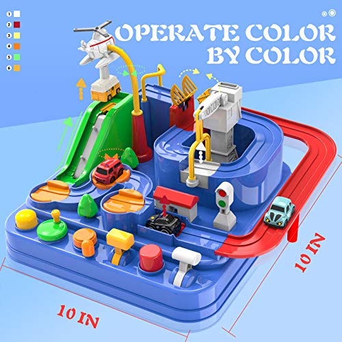 Toddler Toys For 3 4 5 Years Old Boys Girls Car Adventure Toys City Rescue With 4 Mini Cars,Race Tracks Car Toys For Boys Age 3-5 Birthday Gifts For 3-5 Year Old Boys Girls 10.2×10.2×7.2in - Interactive Racing Play Set