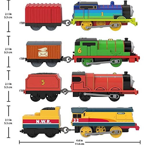 Percy James & Rebecca Train Engine Set – Set Of 4 Motorized Toy Train Engines For Preschool Kids Ages 3 Years & Ol - Train Adventure Collection