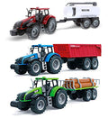 Friction Powered Farm Tractor Vehicles 16.5 Includes Farmer Tractor Water Tank And Log Trailer Push & Go No Batteries Needed (3pc Set) - Detailed Work Vehicle Toy