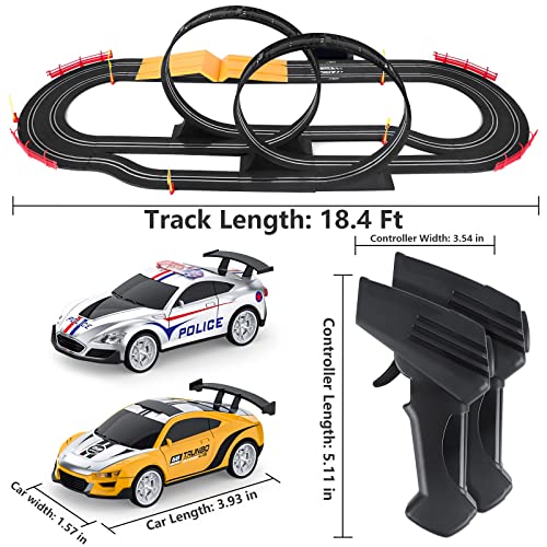 Electric High-Speed Slot Car Race Car Track Sets With 2 1:43 Scale Slot Cars And 2 Hand Controllers With Headlights And Dual Racing Toys Gifts For 6 7 8 9 10 11 12 Boys Girl - Interactive Racing Play Set