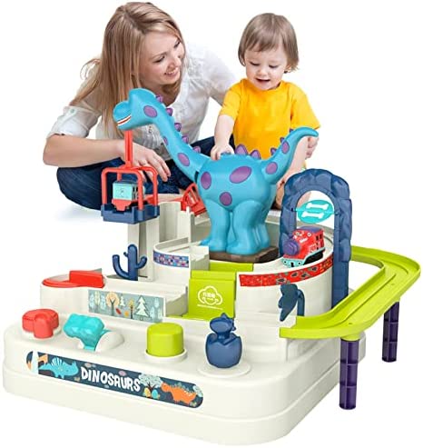 Preschool Educational Car Toys Gifts Puzzle Car Race Tracks Race Track Toys For Boy Car Adventure Toy For 3 4 5 6 7 8 Years Old Kids (Blue Helicopter Car) - Interactive Racing Play Set