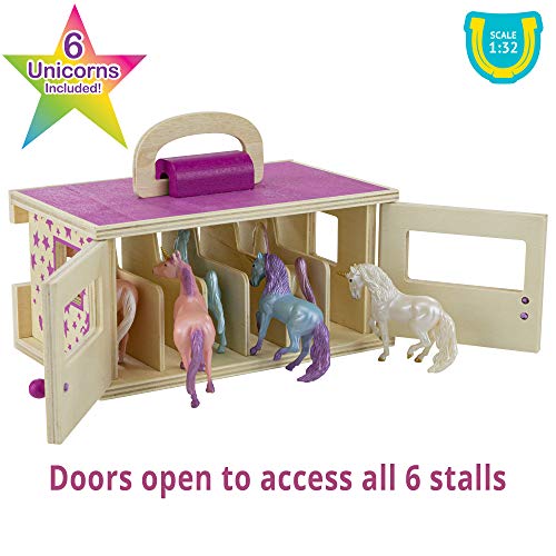 Top 10 Horses Unicorn Magic Wooden Stable Playset With 6 Unicorns 6 Piece Playset 6 Stablemates Unicorns Included 6 H X 9 L X 2.5 D 1:32 Scale Model 59218 Multicolo - Detailed Work Vehicle Toy