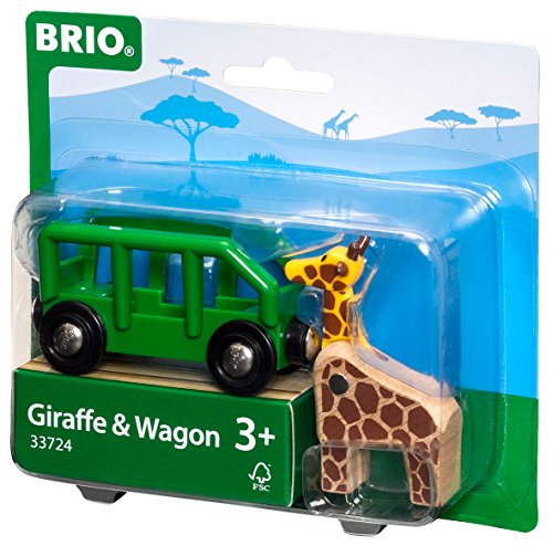 RIO World – 33724 Giraffe And Wagon 2 Piece Toy Train Accessory For Kids Ages 3 And Up Green - Train Adventure Collection