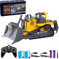 Bnam Remote Control Bulldozer RC 1/16 Full Functional Construction Vehicle 2.4Ghz 9 Channel Dozer Front Loader Toy With Light And Sound For Kids Age 6 7 8 9 10 And Up Years Old - Detailed Work Vehicle Toy