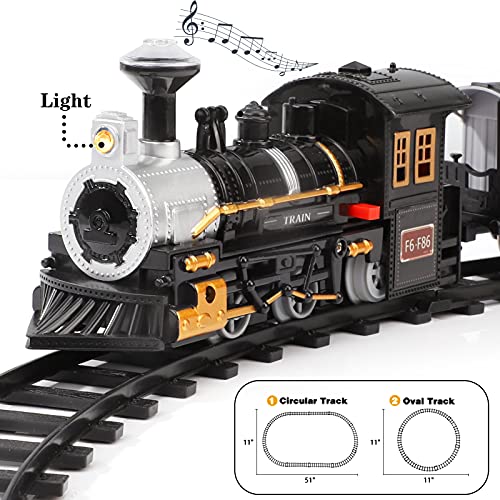 Electric Christmas Train Set For Kids Battery-Powered Train Toys With Sounds Include 4 Cars And 10 Tracks Classic Toy Train Set For 3 4 5 6 Years Old Boys Girls - Train Adventure Collection