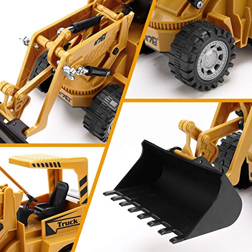 Remote Control Construction Toy – RC Bulldozer 1/24 Front Loader RC Tractor Vehicles With 2 Rechargeable Batteries Pretend Construction Playset Toys For 3 4 5 6 Years Old Boys Girls Kids Gift - Detailed Work Vehicle Toy