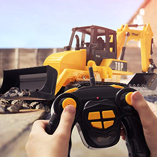 8 Channel Full Functional RC Excavator Backhoe Loader Battery Powered Electric RC Remote Control Construction Tractor With Lights & Sound TR-119 - Detailed Work Vehicle Toy