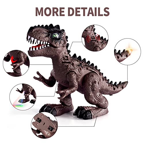 New 3 Pack Electric Walking Dinosaur Toys For Toddlers 2-4 3-5 Years With Roar Sounds And Lights Up Realistic Robot T-Rex Brachiosaurus Stegosaurus Dinosaur Figures For Kids - Interactive Racing Play Set