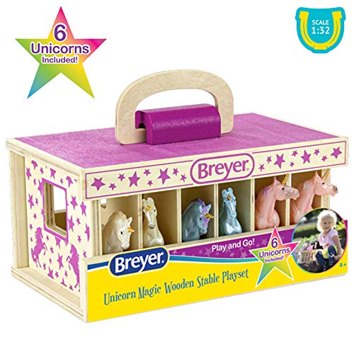 Top 10 Horses Unicorn Magic Wooden Stable Playset With 6 Unicorns 6 Piece Playset 6 Stablemates Unicorns Included 6 H X 9 L X 2.5 D 1:32 Scale Model 59218 Multicolo - Detailed Work Vehicle Toy