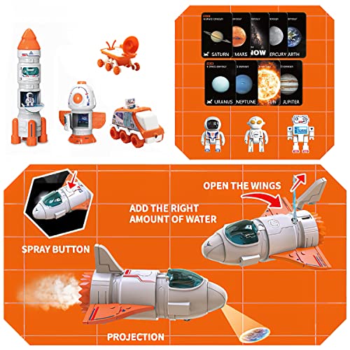 Space Toy For Kids Rocket Ship Toys With Space Shuttle Astronaut Figures Space Rover Spaces Station 5 In 1 Spaceship Toy For Boys 3-8 Aerospace Model Space Figure Toys With Sound & Ligh - Rocket Adventure Collection