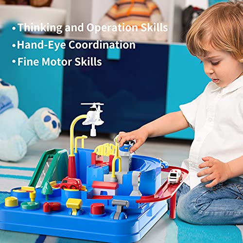 Kids Race Track Toys For Boy Car Adventure Toy For 3 4 5 6 7 Years Old Boys Girls Puzzle Rail Car City Rescue Playsets Magnet Toys W/ 3 Mini Cars Preschool Educational Car Games Gift Toys - Interactive Racing Play Set