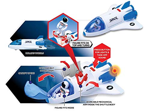 Stro Venture Space Playset – Toy Space Shuttle & Space Rover With Lights And Sound & 2 Astronaut Figurine Gift Toys For Boys And Girls - Rocket Adventure Collection