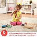 Wooden Train Cars (8 Pcs) – Magnetic Train Wooden Train Toys Train Sets For Toddlers And Kids Ages 3+ - Train Adventure Collection