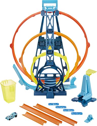 Track Builder Unlimited Triple Loop Kit Collapsible 3-Loop Gift Set For Kids 6 To 12 Years Old & One 1:64 Scale Hot Wheels Vehicle With Connection Points Amazon Exclusive - Interactive Racing Play Set