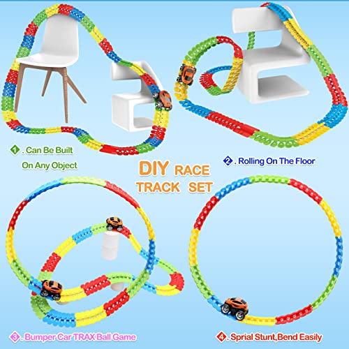 Toys For 3 Year Old Boys,Kids Toys For Boys Girls Age 3-5,184 PCS Toddler Toys Race Car Track Set With Flexible Track Create A Road Race,DIY Magic Car Toys For 3 4 5 Year Old Christmas Birthday Gifts Red Green Yellow - Interactive Racing Play Set