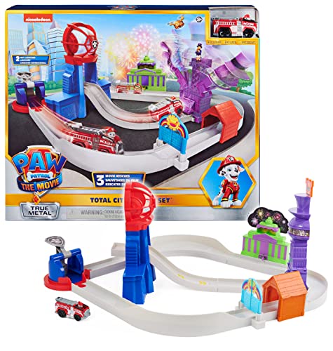 True Metal Total City Rescue Movie Track Set With Exclusive Marshall Vehicle 1:55 Scale Kids Toys For Ages 3 And Up - Interactive Racing Play Set