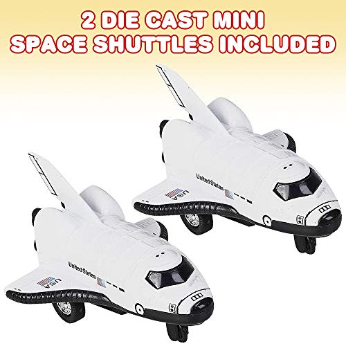 Diecast Mini Space Shuttle With Pullback Mechanism Set Of 2 Diecast Metal NASA Space Toys For Boys Astronaut Cake Decorations Astronaut Space Theme Party Favors - Rocket Adventure Collection