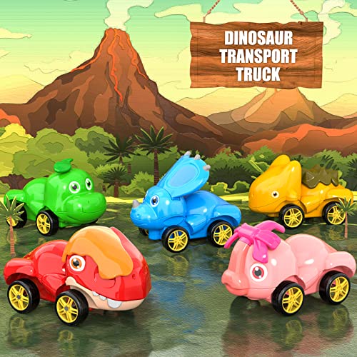 New Dinosaur Truck Toys For Kids 3-5 Years Cars Toys For Toddler 1-3 6 In 1 Jurassic Dinosaurs Trucks Toys Semi Truck Toy Car For Boys And Girls Age 2-3 well-suited Gift For Baby & Toddler Toys - Interactive Racing Play Set