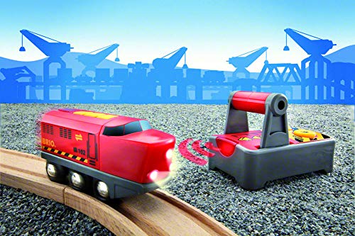 RIO World 33213 – RC Train – 2 Piece Wooden Toy Train Set For Kids Age 3 And Up - Train Adventure Collection