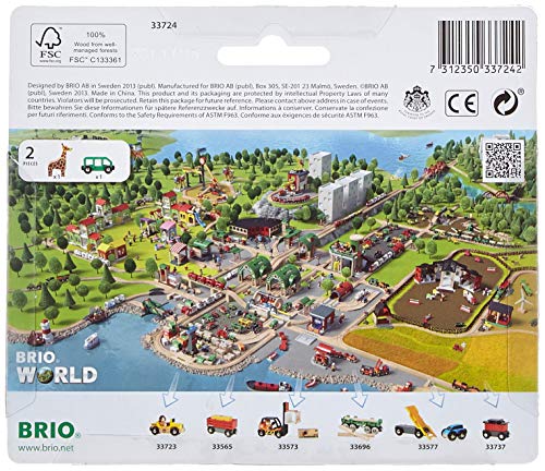 RIO World – 33724 Giraffe And Wagon 2 Piece Toy Train Accessory For Kids Ages 3 And Up Green - Train Adventure Collection
