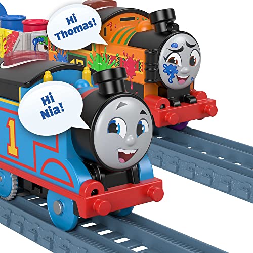 Thomas & Friends Motorized Talking Thomas Engine With Annie & Clarabel Battery-Powered Toy Train With Character Sounds And Phra - Train Adventure Collection