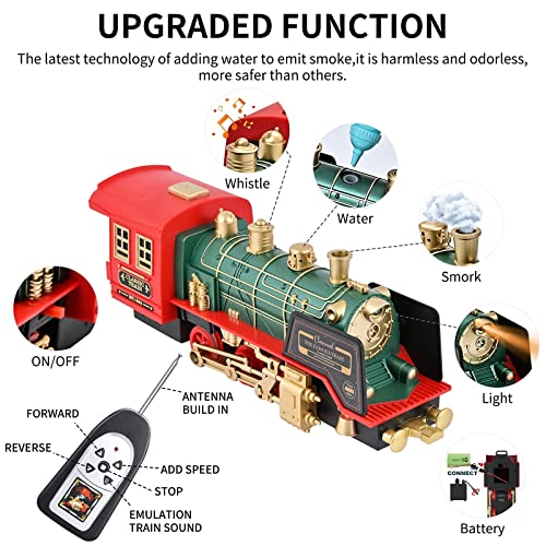 Train Set – Rechargeable Battery And Remote – Around The Christmas Tree With Water Steam Music & Lights – Electric Train Toy Gift Toys For Age 3 4 5 6 7 8+ Kids Toddlers 2022 Remote Control Train Se - Train Adventure Collection