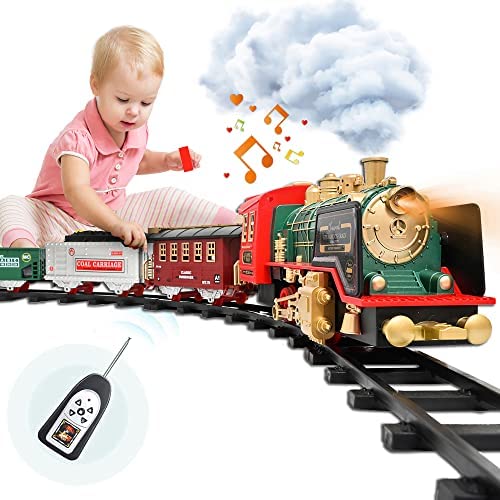 Train Set – Rechargeable Battery And Remote – Around The Christmas Tree With Water Steam Music & Lights – Electric Train Toy Gift Toys For Age 3 4 5 6 7 8+ Kids Toddlers 2022 Remote Control Train Se - Train Adventure Collection