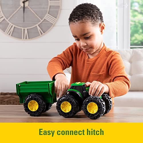 Toddler Toys Lights And Sounds Monster Treads Tractor Toy With Wagon 8 Inch Green Ages 3+ Red - Detailed Work Vehicle Toy