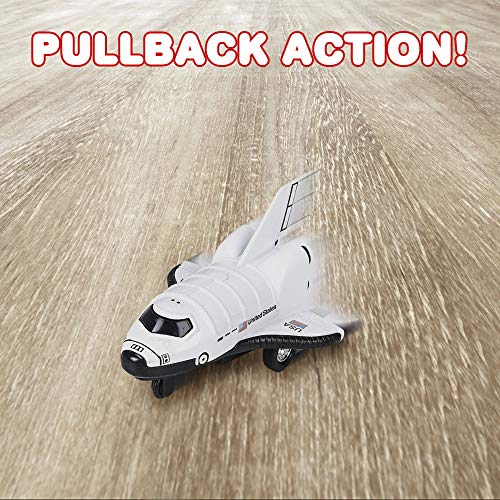 Diecast Mini Space Shuttle With Pullback Mechanism Set Of 2 Diecast Metal NASA Space Toys For Boys Astronaut Cake Decorations Astronaut Space Theme Party Favors - Rocket Adventure Collection