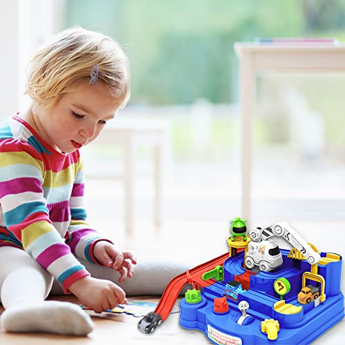 New Toddler Race Track Kids Boy Car Toys Age 3 4 Year Old Boys Girls Preschool Puzzle Rail Car Adventure City Rescue Game Parking Garage Playset Birthday Educational Gifts For Kids Ages 3 4 5 6 Years Old - Interactive Racing Play Set
