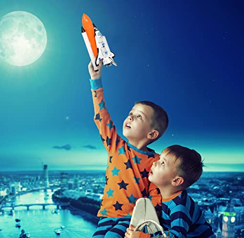 ASA Space Shuttle Toy For Kids Pretend Play 2 Piece Set Rocket Ship With Lights And Sound Diecast Spaceship For Boys Girls Toddlers - Rocket Adventure Collection