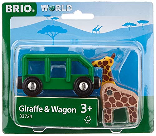 RIO World – 33724 Giraffe And Wagon 2 Piece Toy Train Accessory For Kids Ages 3 And Up Green - Train Adventure Collection