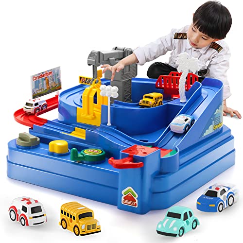 Deals Kids Race Track Car Adventure Toy For Toddlers – Car Rescue Adventure Toys Gifts For Boys Age 3 Car Toys For Toddlers 2-4 Years Educational Puzzles Car Toys For 4 5 6 Year Old Boys Girls - Interactive Racing Play Set