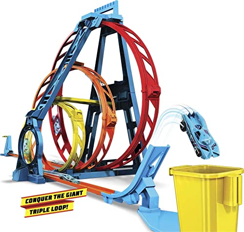 Track Builder Unlimited Triple Loop Kit Collapsible 3-Loop Gift Set For Kids 6 To 12 Years Old & One 1:64 Scale Hot Wheels Vehicle With Connection Points Amazon Exclusive - Interactive Racing Play Set