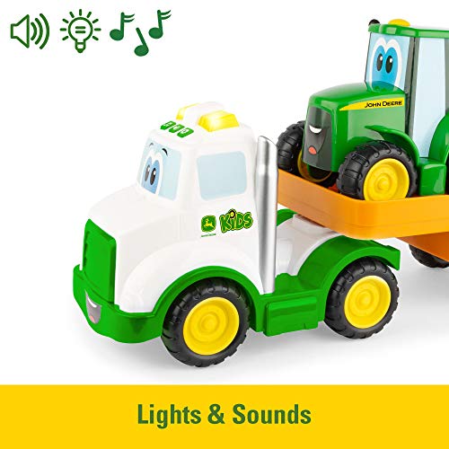Lights & Sounds Farmin Friends Toy Hauling Set With Toy Truck And Backhoe Tractor Toy Ages 18 Months And Up - Detailed Work Vehicle Toy