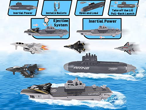 Aircraft Carrier Military Naval Ship Toy Play Set With Small Scale Model Planes Fighter Jets Battleship And Supply Ship For Kids Boy Girl Age 5+ Party Favors Gifts Naval Ship-02 - Underwater Exploration Collection