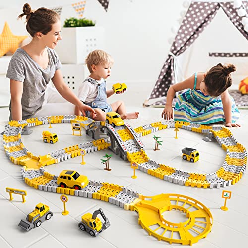 Wholesale IHaHa 236 PCS Construction Toys Race Tracks For Boys Kids Toys 6 PCS Construction Car And Flexible Track Playset Create A Engineering Road For 3 4 5 6 Year Old Boys Girls Toys - Interactive Racing Play Set