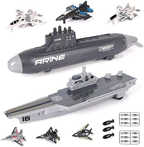 Aircraft Carrier Military Naval Ship Toy Play Set With Small Scale Model Planes Fighter Jets Battleship And Supply Ship For Kids Boy Girl Age 5+ Party Favors Gifts Naval Ship-02 - Underwater Exploration Collection