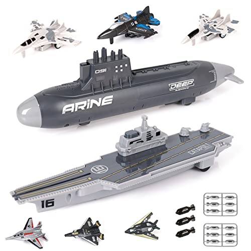 Aircraft Carrier Military Naval Ship Toy Play Set With Small Scale Model Planes Fighter Jets Battleship And Supply Ship For Kids Boy Girl Age 5+ Party Favors Gifts Naval Ship-02 - Underwater Exploration Collection