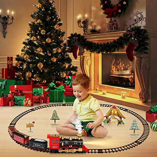 Cheap Train Set – Train Toy For Boys Girls W/ Smokes Lights & Sound Railway Kits W/ Steam Locomotive Engine Cargo Cars & Tracks Christmas Gifts For 3 4 5 6 7 8+ Year Old Kids Red - Train Adventure Collection
