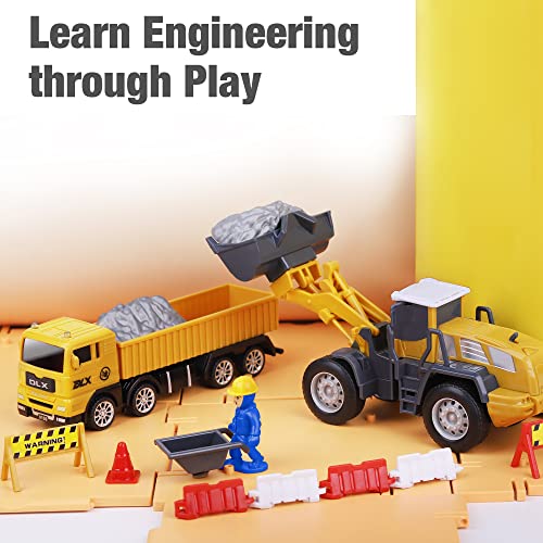 Promo Construction Site Vehicles Toy Set Kids Engineering Playset Tractor Digger Crane Dump Trucks Excavator Cement Steamroller Birthday Gift For 3 4 5 Year Old Toddlers Boys Child - Detailed Work Vehicle Toy