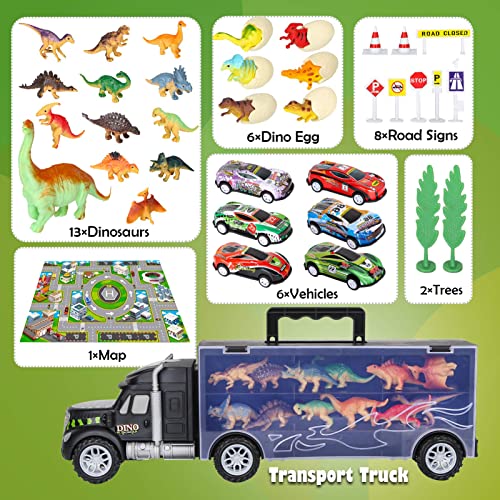Dinosaur Toys For Kids 3-5 Dinosaur Truck Carrier Transport Truck Dinosaurs Toys For Boys And Girls 3 4 5 6 Years Old With Dino Eggs 23 Pcs Kids Toys Dinosaur - Interactive Racing Play Set