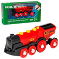 RIO World 33592 Mighty Red Action Locomotive Battery Operated Toy Train With Light And Sound Effects For Kids Age 3 And Up - Train Adventure Collection