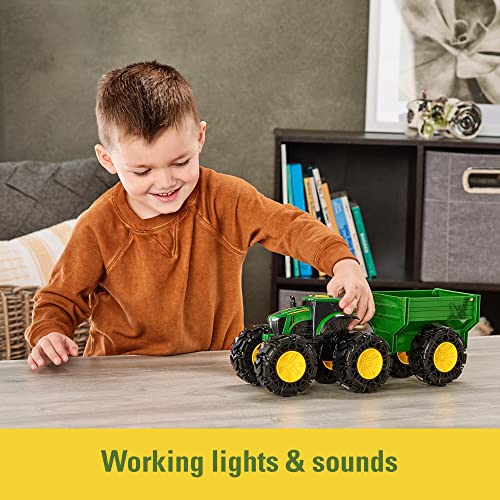 Toddler Toys Lights And Sounds Monster Treads Tractor Toy With Wagon 8 Inch Green Ages 3+ Red - Detailed Work Vehicle Toy
