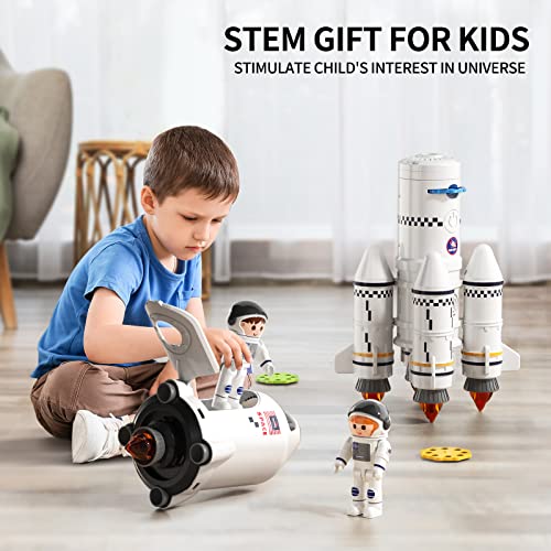 New Space Shuttle Rocket Toys For 3 4 5 6 7 8 9 Years Old Kids Science Educational Toys 5-in-1 STEM Aerospace Toys With 2 Astronauts Projection Lamp Space Adventure Toys Gift For Boys Girls 3+ - Rocket Adventure Collection