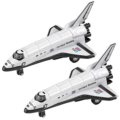 Diecast Space Shuttle With Pullback Mechanism Set Of 2 Diecast Metal NASA Space Toys For Boys Astronaut Cake Decorations Astronaut Space Theme Party Favors - Rocket Adventure Collection