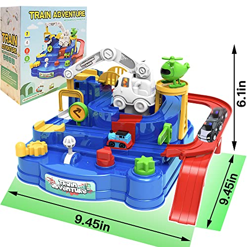 New Toddler Race Track Kids Boy Car Toys Age 3 4 Year Old Boys Girls Preschool Puzzle Rail Car Adventure City Rescue Game Parking Garage Playset Birthday Educational Gifts For Kids Ages 3 4 5 6 Years Old - Interactive Racing Play Set