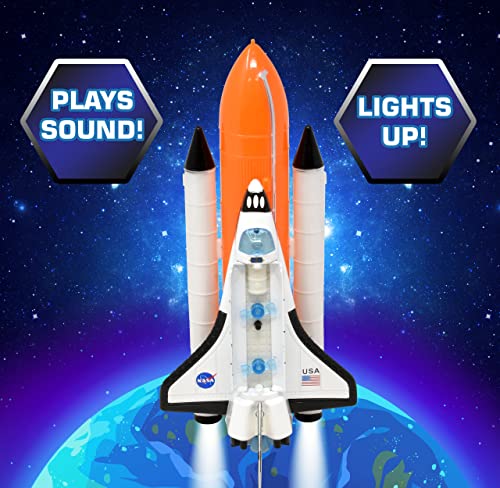 ASA Space Shuttle Toy For Kids Pretend Play 2 Piece Set Rocket Ship With Lights And Sound Diecast Spaceship For Boys Girls Toddlers - Rocket Adventure Collection