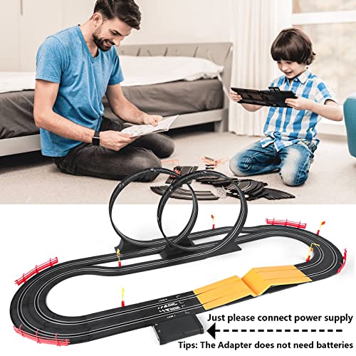 Electric High-Speed Slot Car Race Car Track Sets With 2 1:43 Scale Slot Cars And 2 Hand Controllers With Headlights And Dual Racing Toys Gifts For 6 7 8 9 10 11 12 Boys Girl - Interactive Racing Play Set