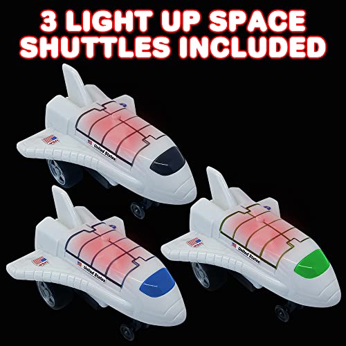 New Light Up Space Shuttle Toys Battery Operated Spaceship Toy With LEDs Sound And Push And Go Motion NASA Toys Outer Space Shuttle Toy Gifts For Boys And Girls Set Of 3 - Rocket Adventure Collection